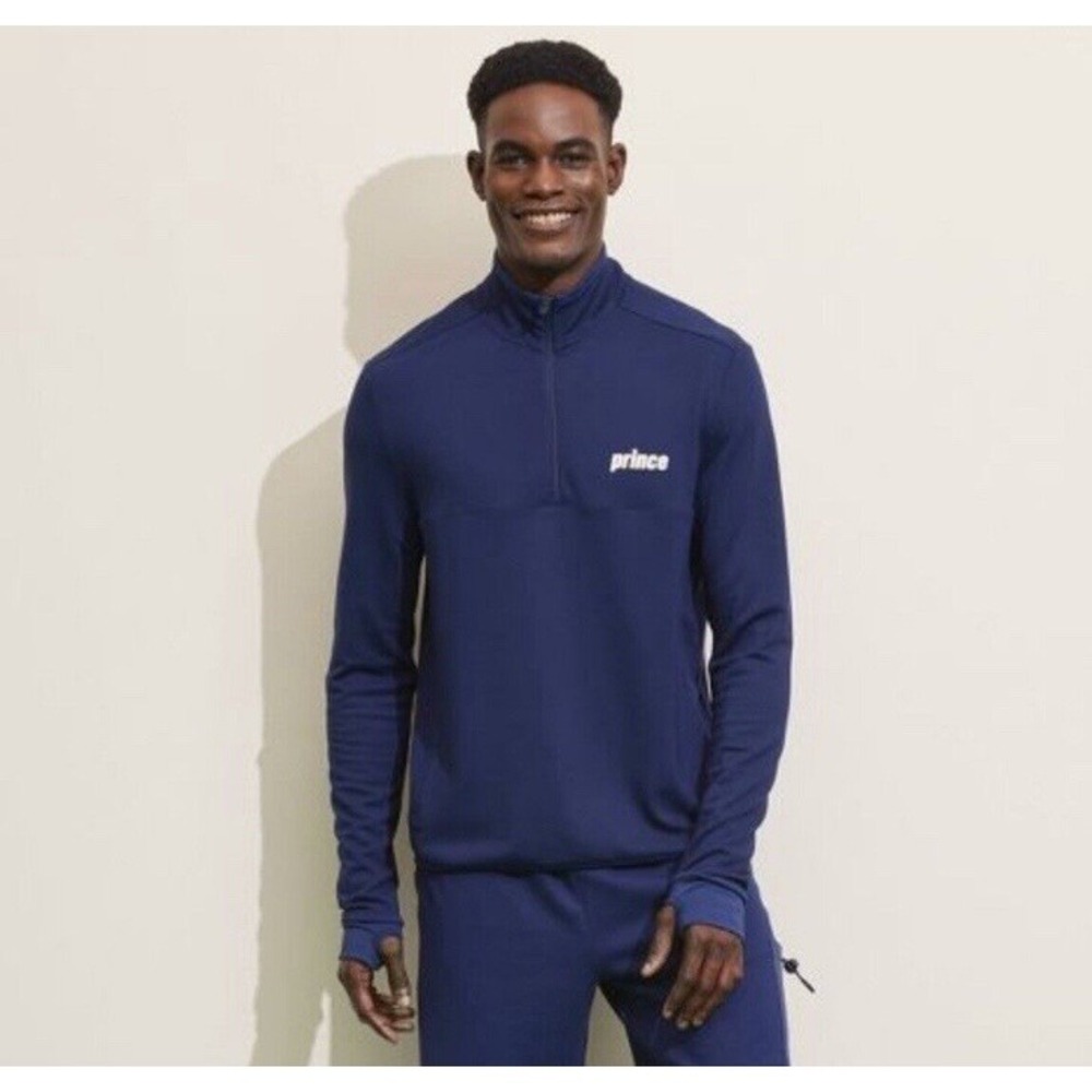 NWT Prince Pickleball Men's Ponte 1/4 Zip Pullover‎ Sweater Top Blue L large
